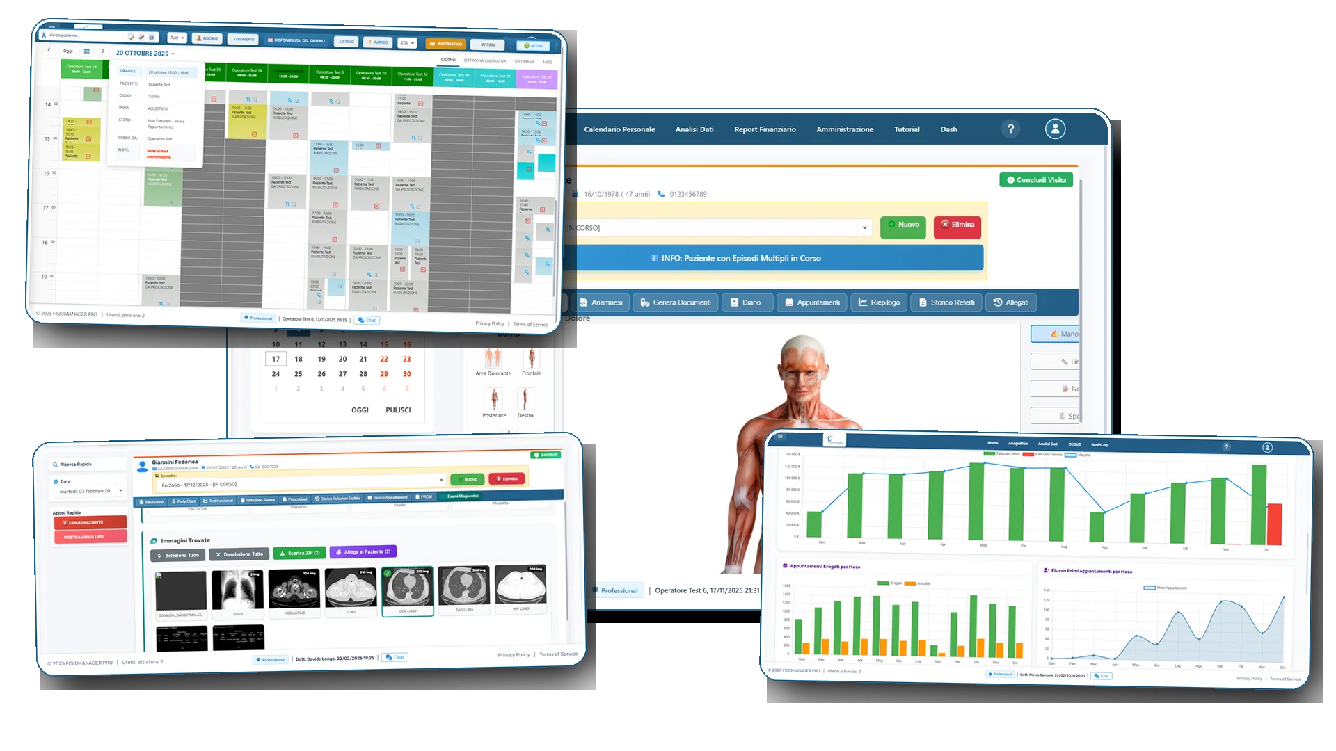 Dashboard direzionale XManager Pro con grafici fatturato e analisi appuntamenti